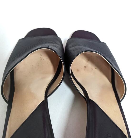 Nisolo Elizabeth Black Leather Slides Block Heel Sandals Open Toe 9.5 Preowned - Picture 8 of 13
